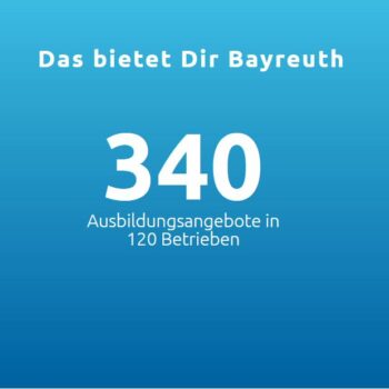 Das bietet Bayreuth: über 30 Angebote zur Berufsorientierung, 340 Ausbildungsangebote, rd. 150 Praktika für Schüler und Studierende.