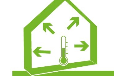 Symbolbild: Hausumriss mit Thermometer