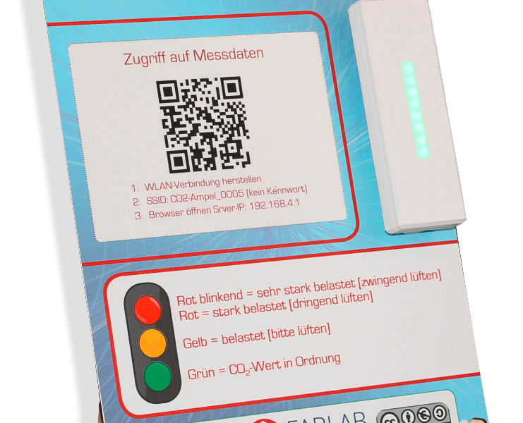 Bausatz für eine digitale CO²-Ampel, hergestellt vom Fab-Lab-Bayreuth