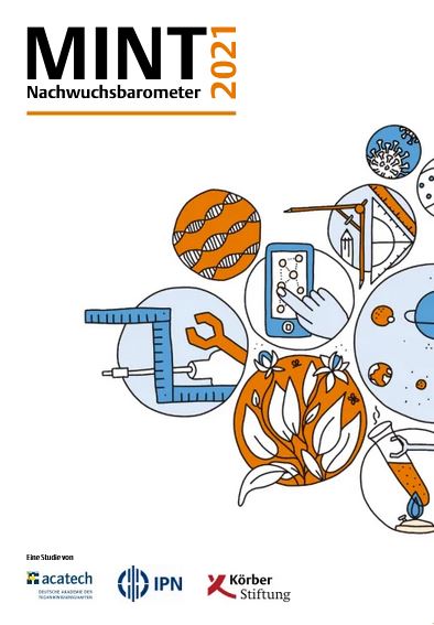 Titelseite des MINT Nachwuchsbarometer 2021 - abrufbar unter www.koerber-stiftung.de/mint-nachwuchsbarometer